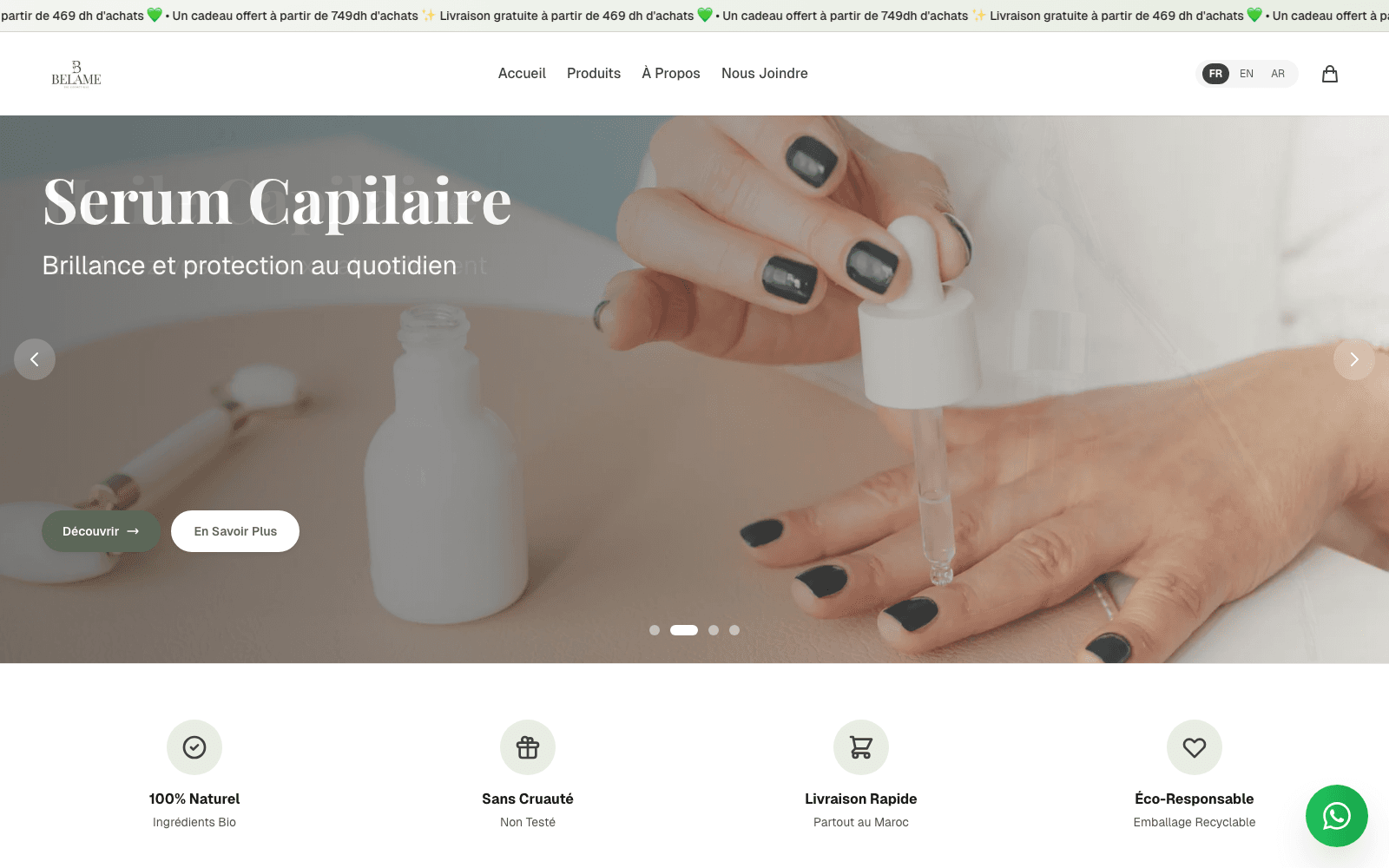 Aperçu du projet BELAME Bio Cosmétique